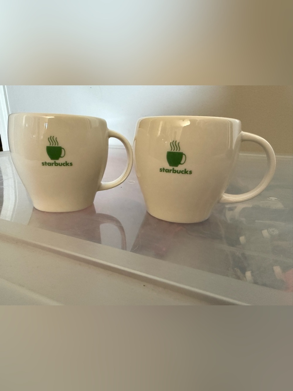 Vintage Lot of 2 Starbucks Barista 2003 Abbey Coffee Mugs White Green Logo